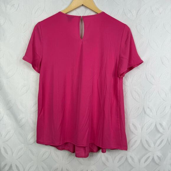 Ann Taylor Preppy Barbie Pink Flowy Pleated Blouse Size XS - Picture 4 of 6